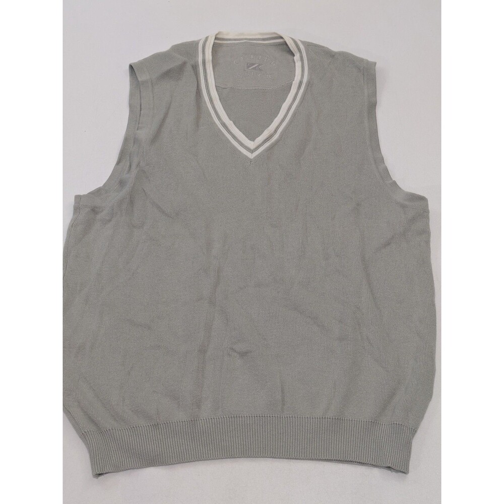 Cutter & Buck Men’s Gray V-Neck Sweater Vest Golf Preppy Sleeveless, Medium